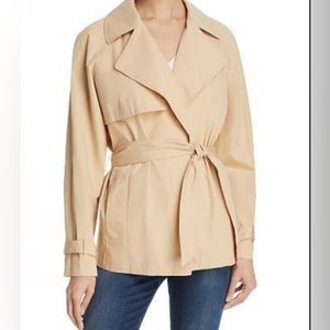 Frame Tan Cropped Belted Trench Coat